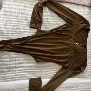 SHEIN Brown Long Sleeve Bodysuit